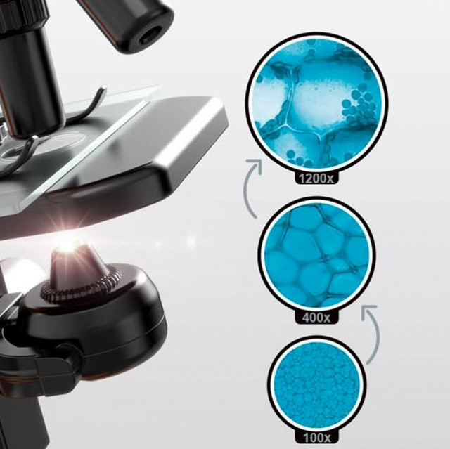 MIKROSKOP DLA DZIECI ZESTAW EDUKACYJNY NAUKA + AKCESORIA Materiał karton plastik szkło