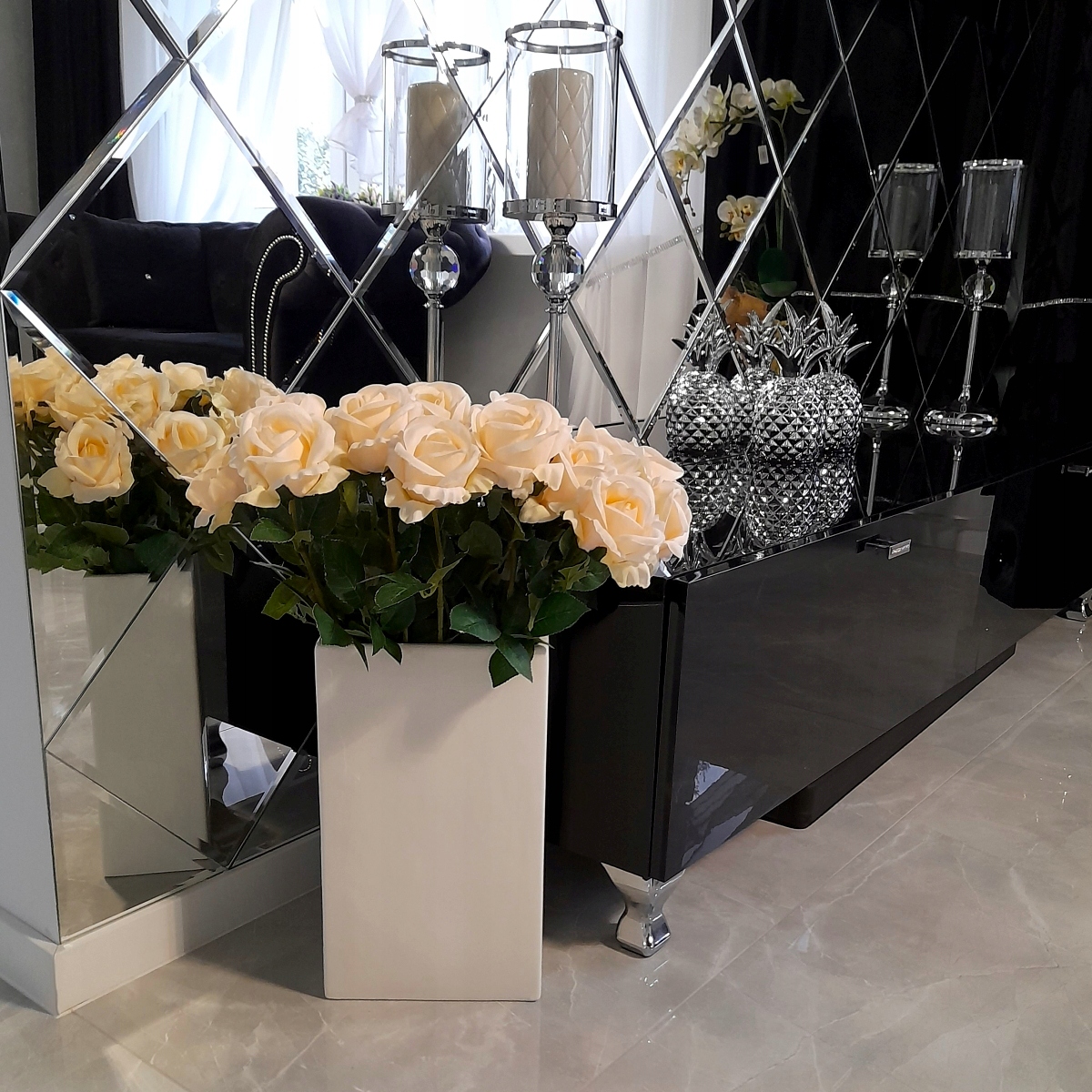 WAZON BIAŁY NA KWIATY DUŻY WYSOKI CERAMICZNY 35cm Wysokość produktu 35 cm