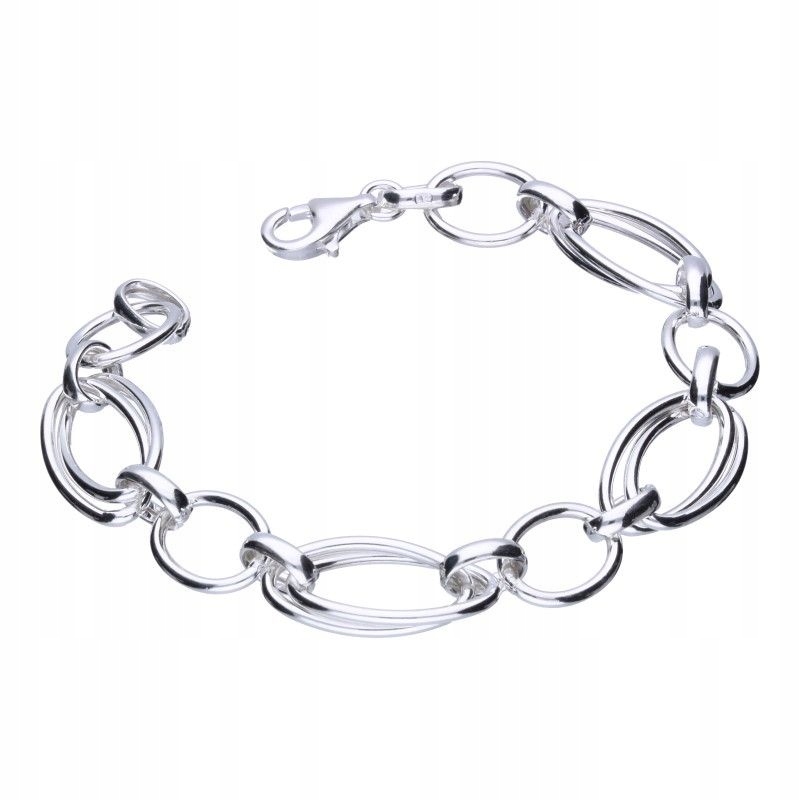 Stříbrný náramek 925 s ovály, velké články, ovály jako dárek 8.18 g