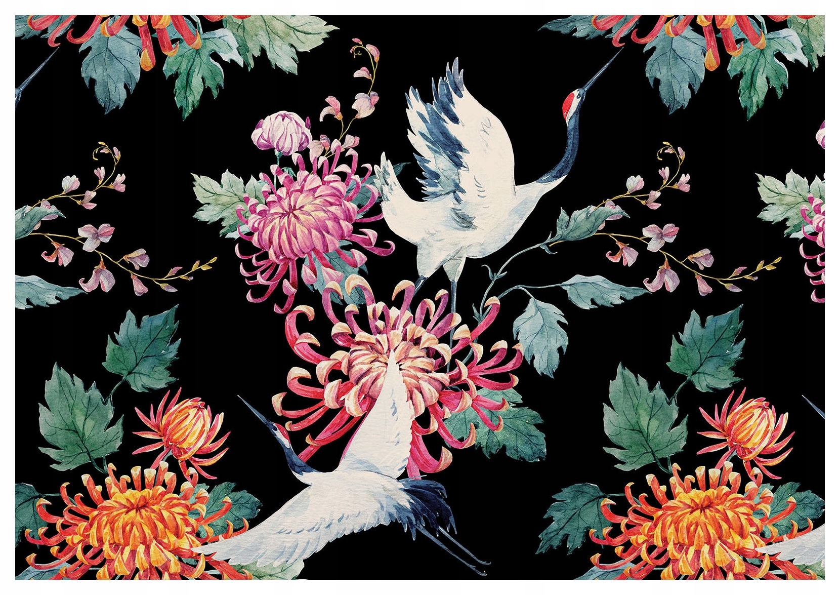 Vliesová fototapeta Žeriavy a kvety Japonská elegancia 520x318 lepidlo