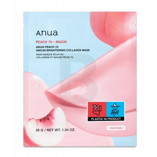 Anua Peach 70 Niacin plátýnková maska Brightening Collagen Mask 4 x 38 g