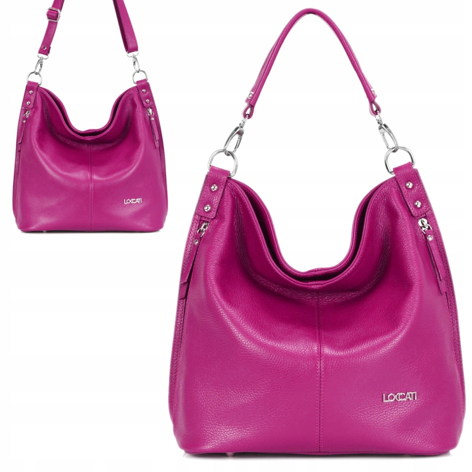 

Torebki skórzane włoskie markowe Loccati fuksja a4