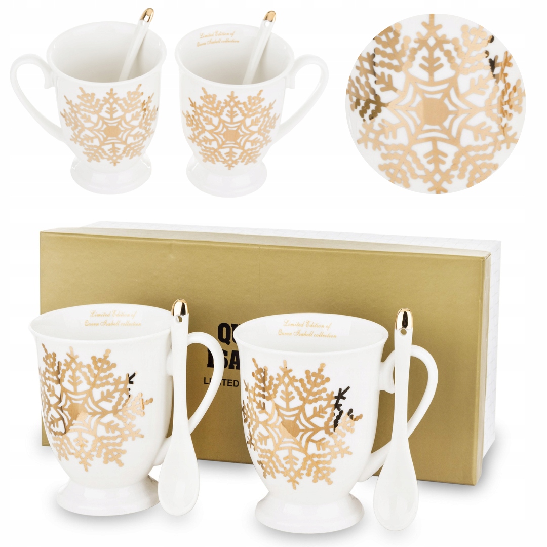 

Kubki świąteczne porcelanowe biało złote 300ml