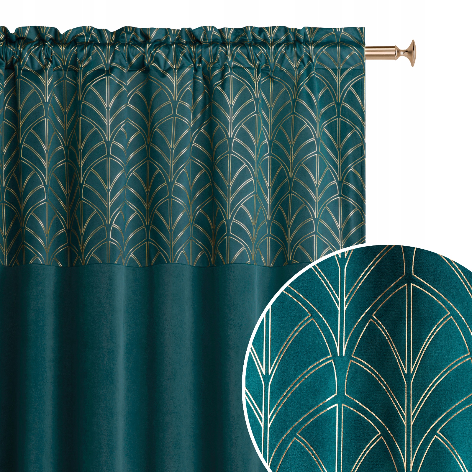 

Zasłona welur velvet na żabki 140x250 Bliss petrol