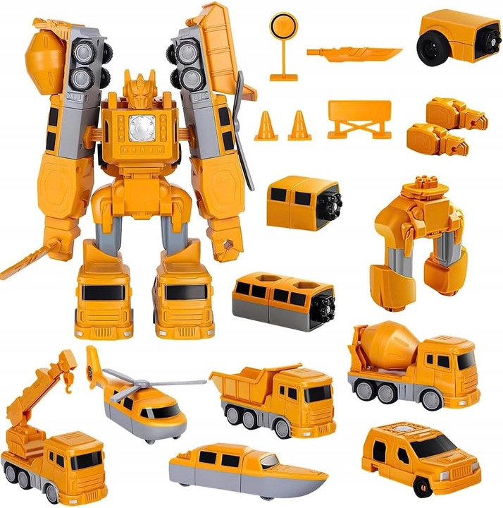 ZESTAW KLOCKÓW MAGNETYCZNYCH ROBOT I POJAZDY BUDOWLANE ZABAWKA DLA DZIECI