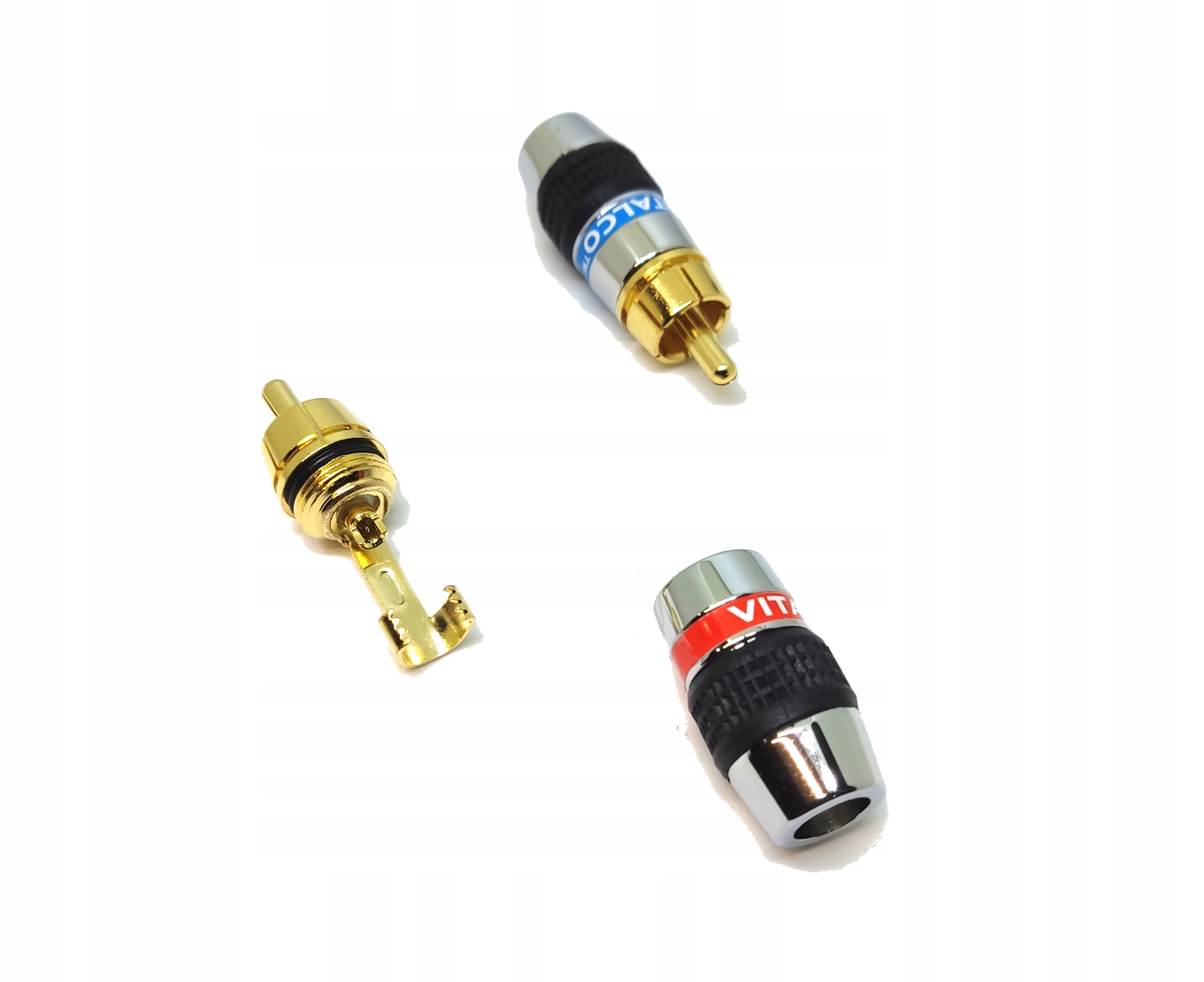 Wtyk 2x RCA CHINCH NA KABEL HQ POZŁACANE TYP15 Złącza wtyk RCA