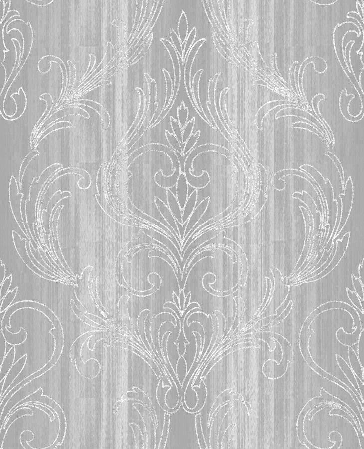 SREBRNA TAPETA WINYLOWA WZÓR ORNAMENT ADAMASZEK