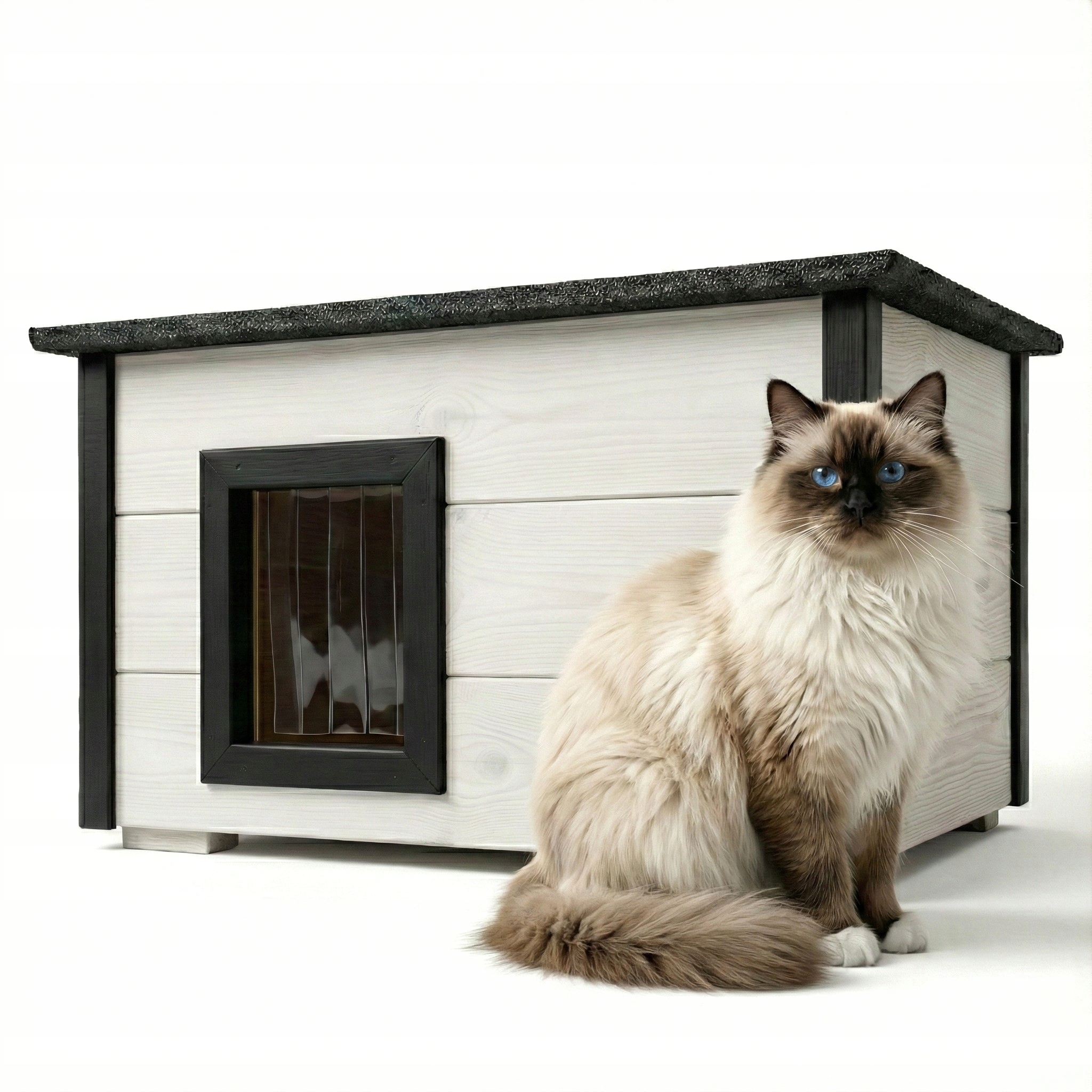 Dřevěná Bouda Pro Kočky Celá Zateplená Zimní Domek XXL S Otevírací Střechou