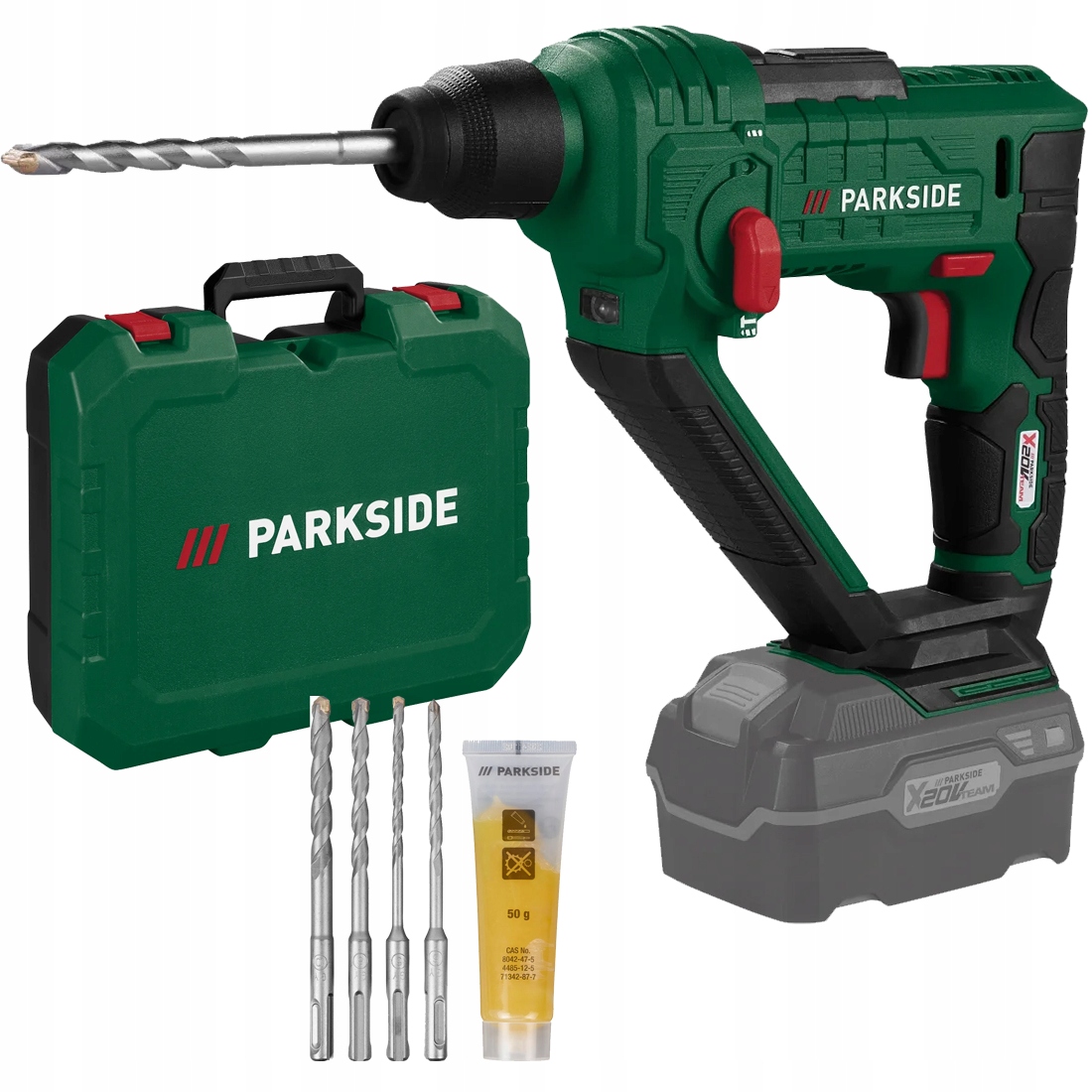 Příklepová Vrtačka Parkside Pabh D4 20V Akumulátorová Sds+ Kufr Sada