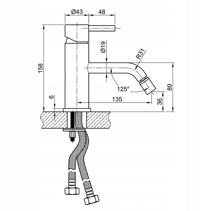 Sapho MINIMAL bateria bidetowa stal nierdzewna MI0 Kolor inny