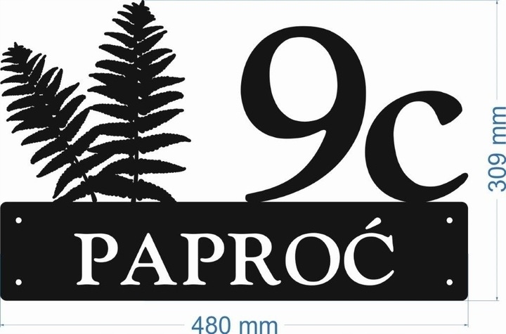Číslo Na Dom 80 cm Tabuľa Adresa Ocel 2 mm ul. Paproć