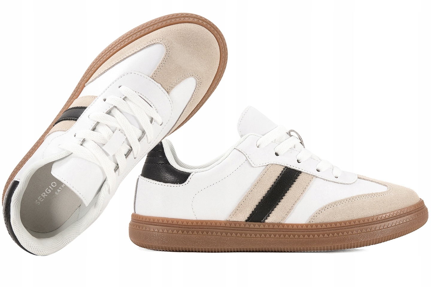 Sergio Leone SP-106 Dámské Sportovní Polobotky, Kožené Tenisky, bílé 41