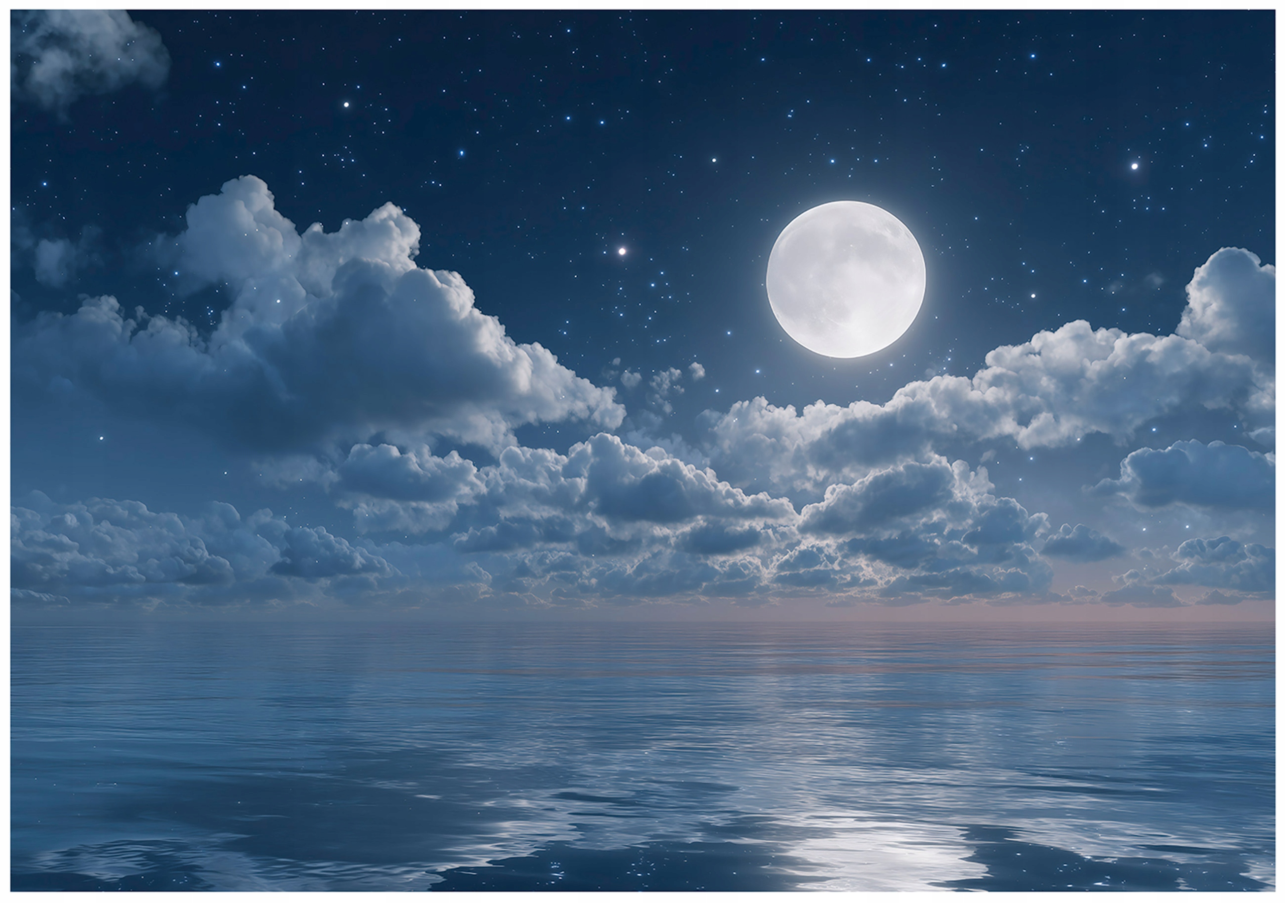 Fototapeta Ocean Noc Mesiac Modrý Oblaky Obloha Výhľad V Noci 400x280