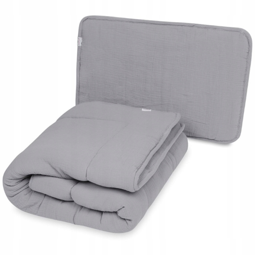 Mušelínová prikrývka a vankúš 135x100+40x60 cm Tmavosivá Baby Matex
