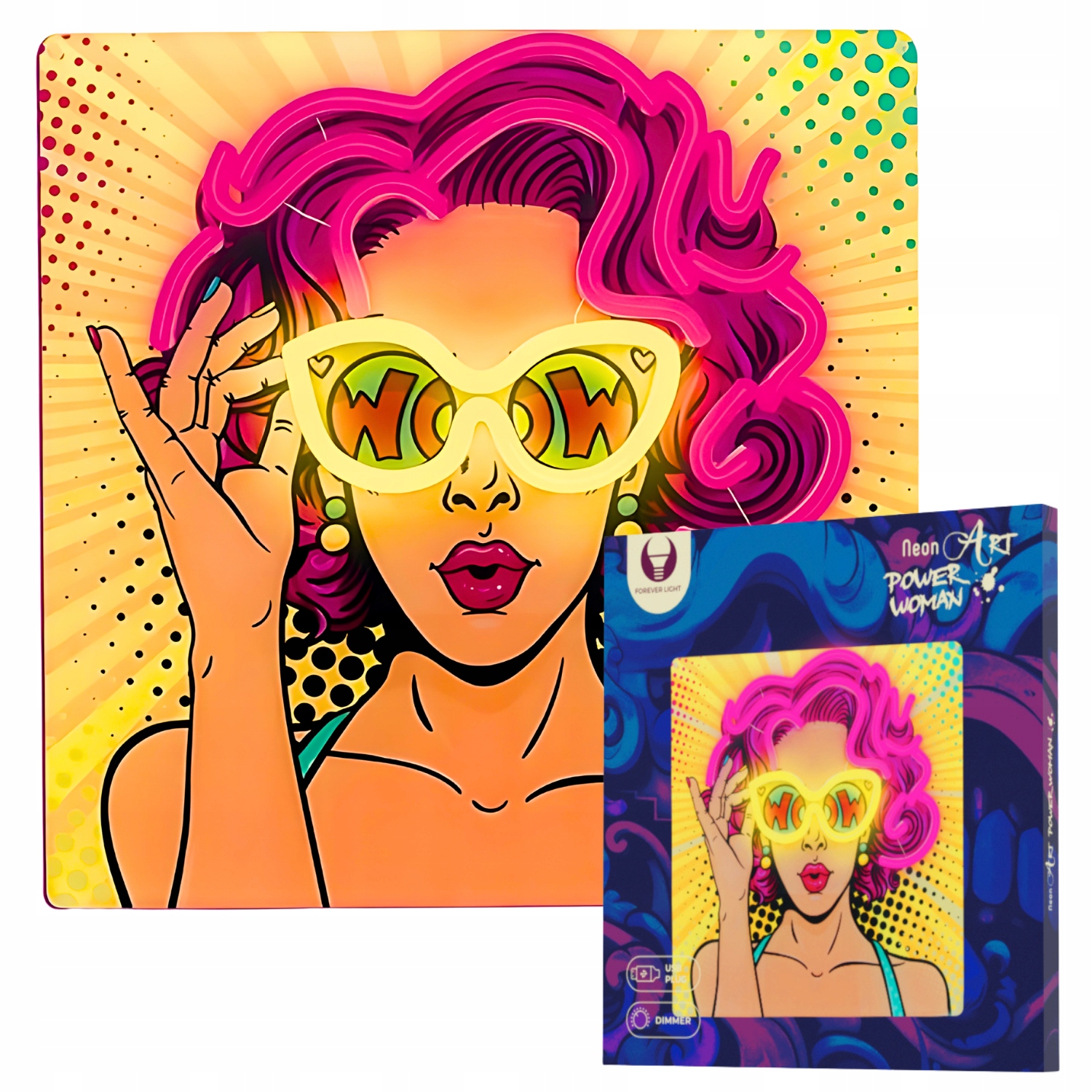 Neon na ścianę kobiecy kolorowy ze ściemniaczem Usb dekoracja Forever Light