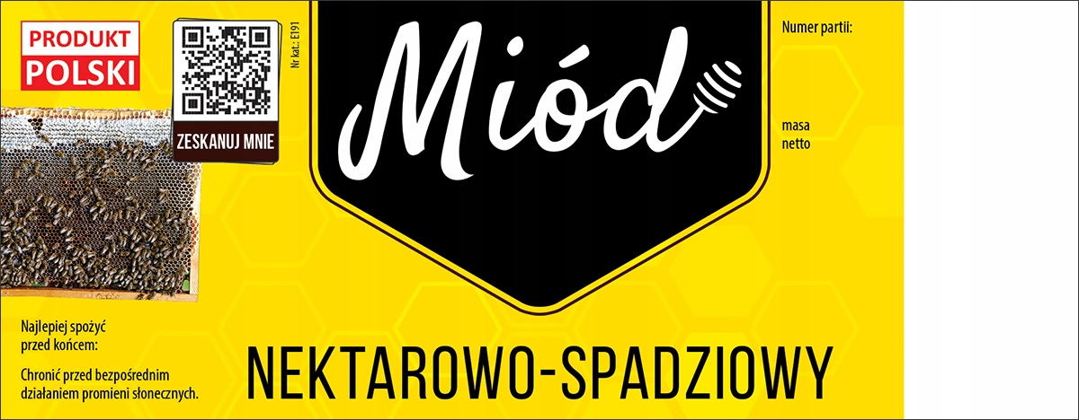 

Etykiety samoprzylepne na miód nektarowo-spadziowy