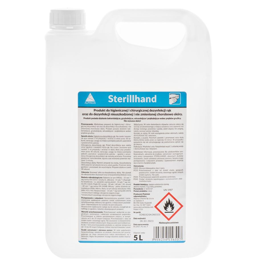

Preparat do Dezynfekcji Skóry Dłoni SterillHand 5l