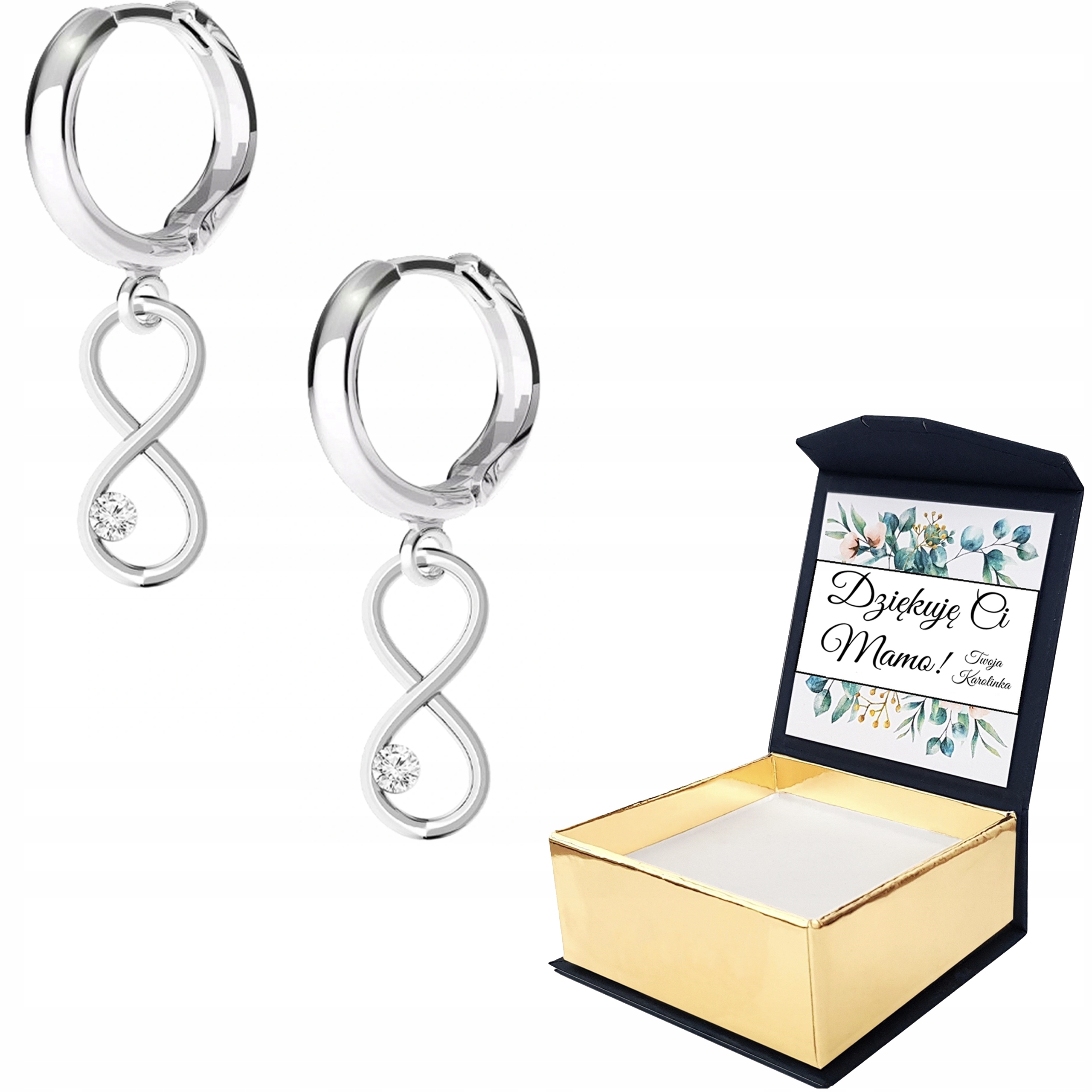 Stříbrné náušnice Nekonečno 925 Vlastní Potisk