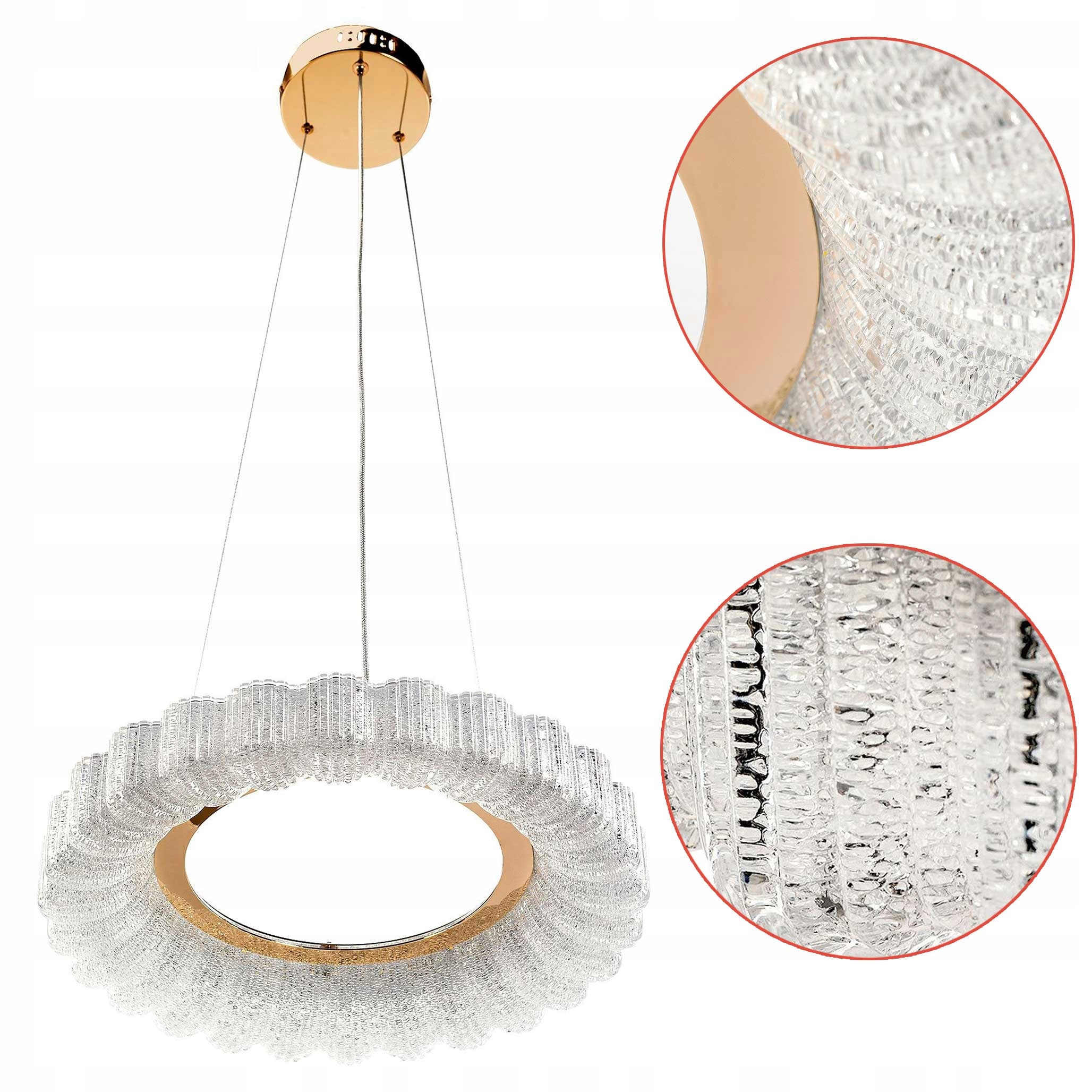 Závěsná Led lampa 40 cm Zlatá s krystaly Růžové zlato Glamour