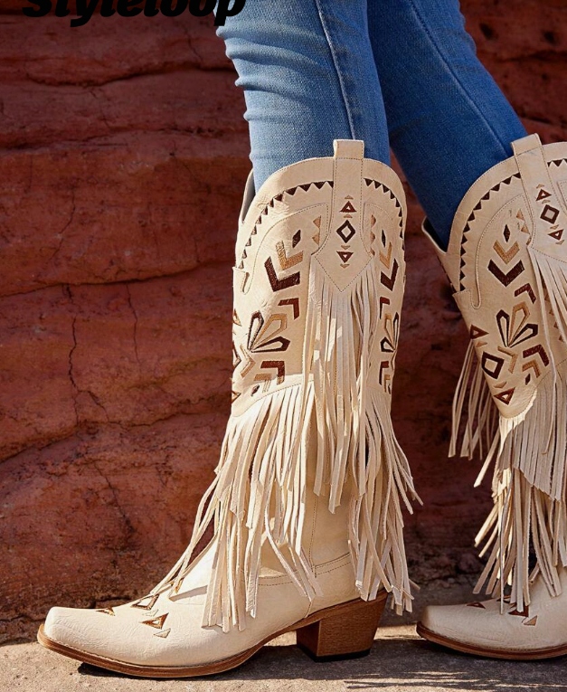 KOZAKI DAMSKIE BEŻOWE FRĘDZLE KOWBOJKI 36,5 ŁJA Marka inna