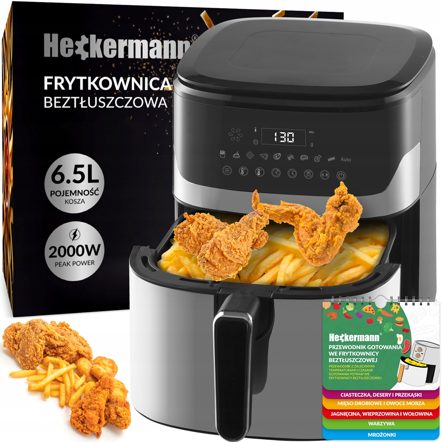 Frytkownica Beztłuszczowa Frytownica Piekarnik Air Fryer 1600W 6,5L Z Wagą