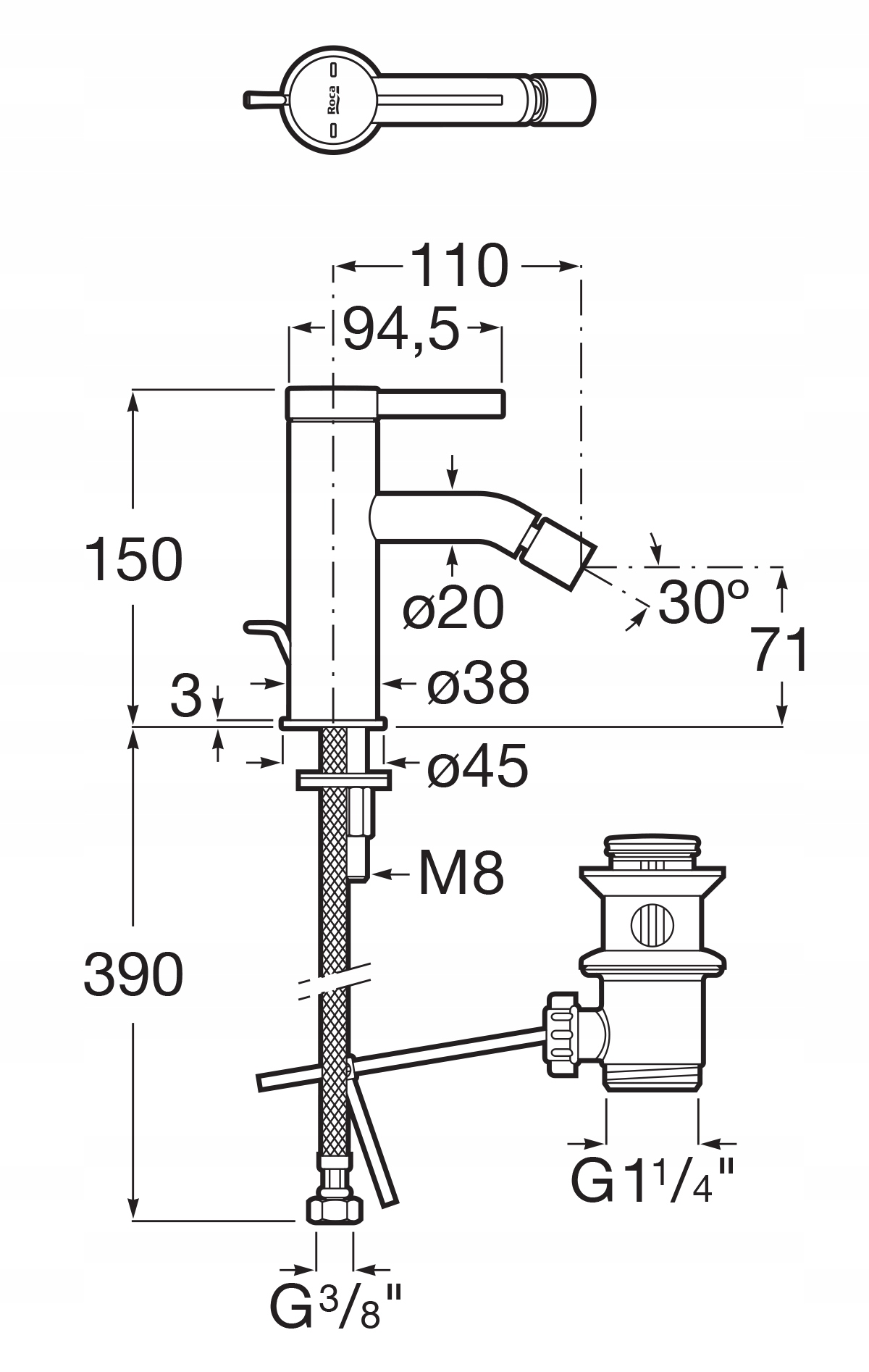 BATERIA BIDETOWA STOJĄCA RÓŻOWE ZŁOTO ROCA ONA Marka Roca