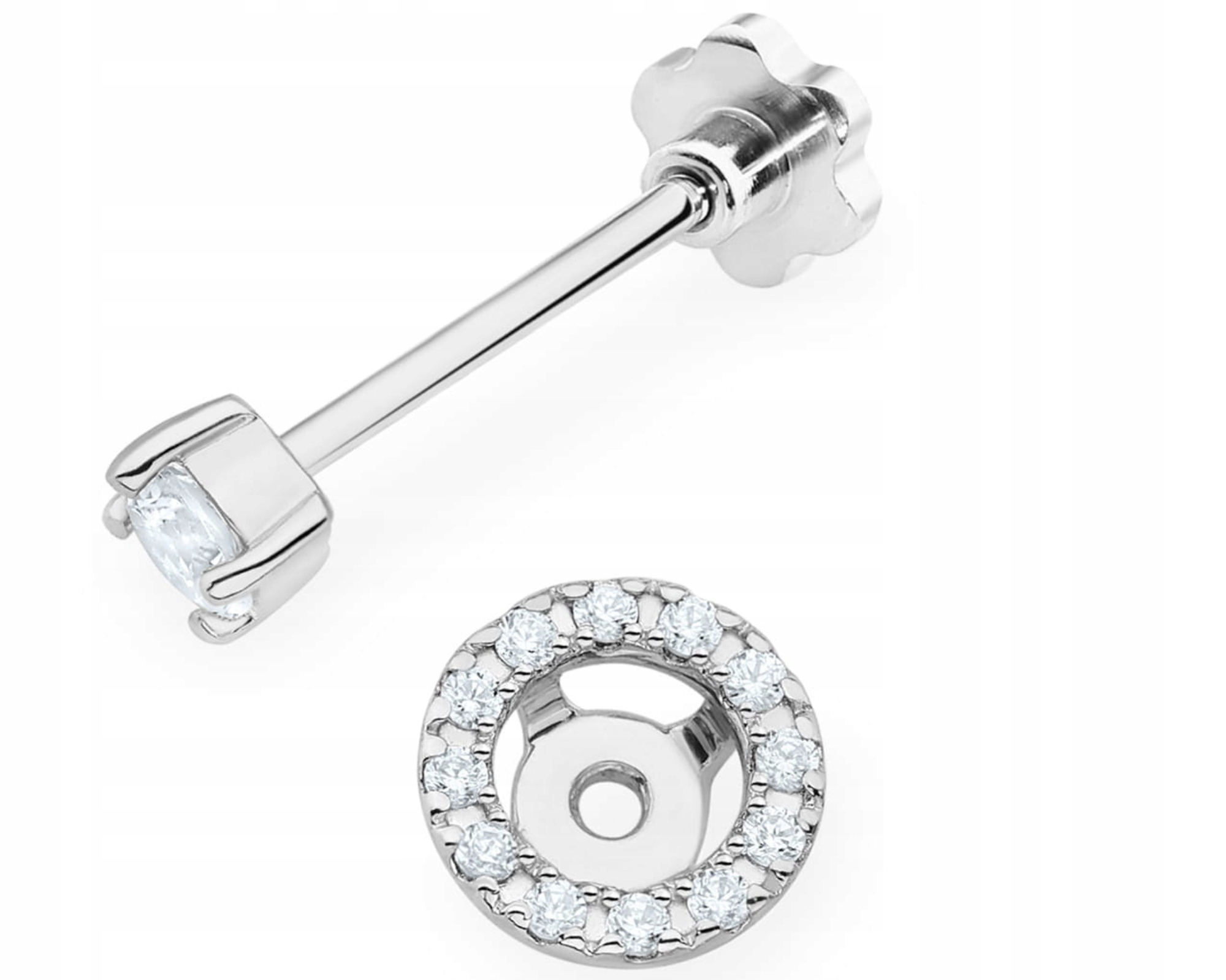 Bílé Zlato Náušnice 1 Kus Briliant Lab Šroubovací Tyčinka 585