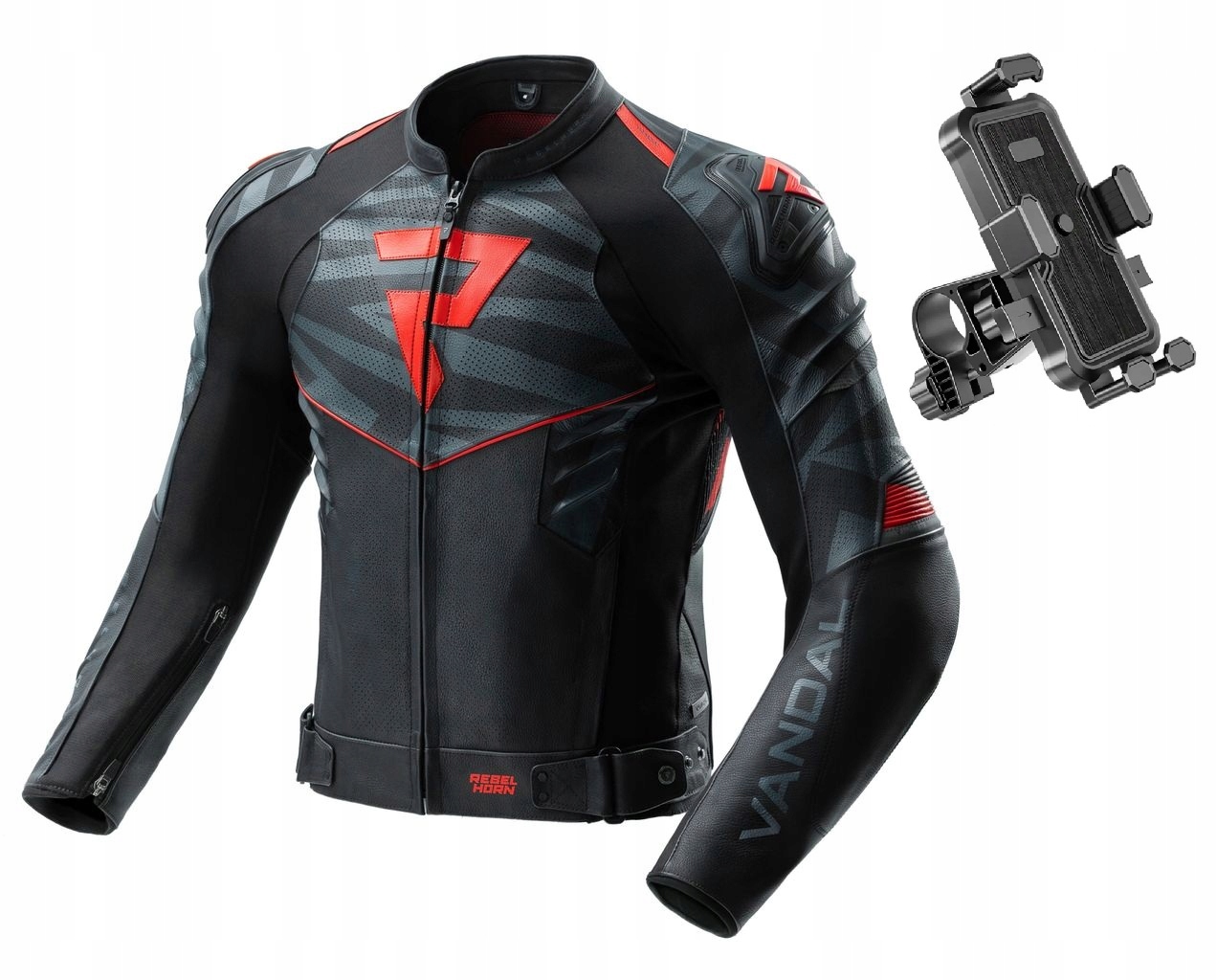 Rebelhorn Vandal II Black/red Motocyklová Bunda Kožená 54 držiak zdarma