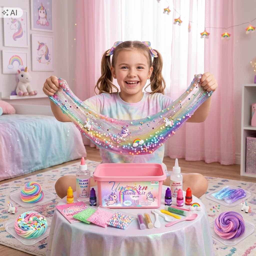 Zestaw do robienia slime jednorożec DIY brokat masa plastyczna dla dzieci