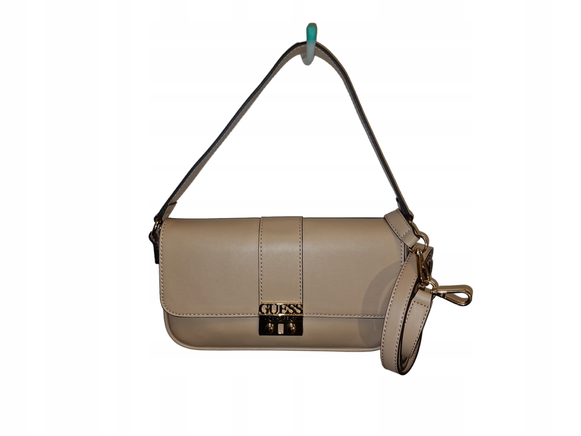 Kožená kabelka Guess Albury Crossbody hnědá