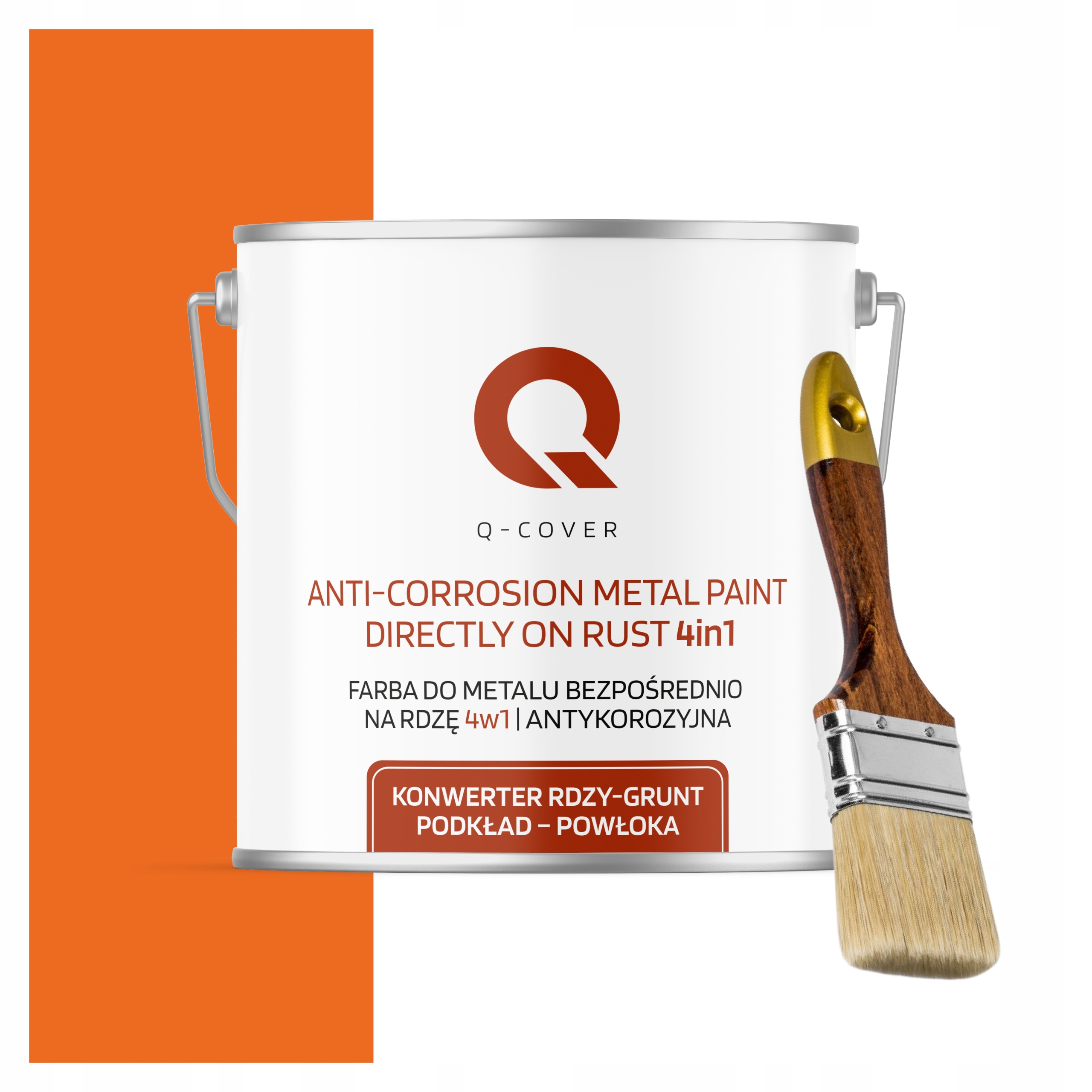 Farba na kov antikorózna 5L polomatná farba Červená oranžová štetec