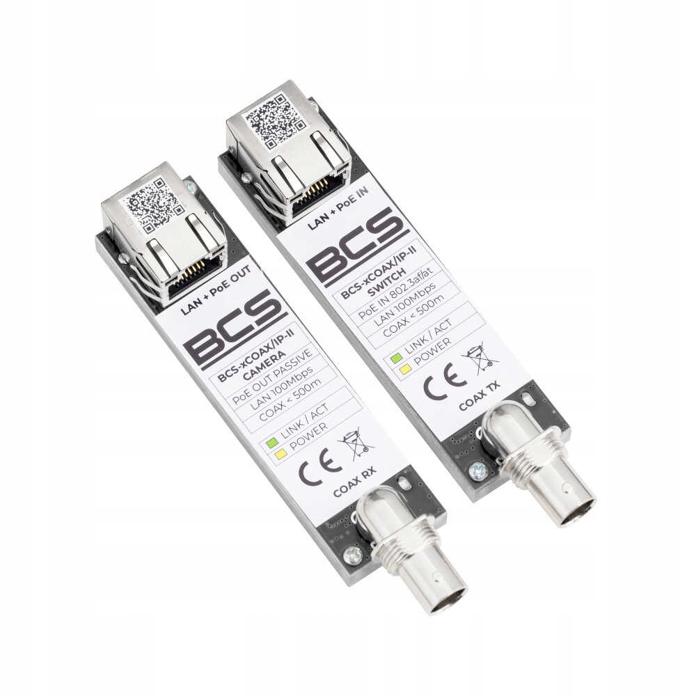 Zestaw do transmisji Lan PoE po koncentryku 100Mbps do 500m BCS-xCOAX/IP-