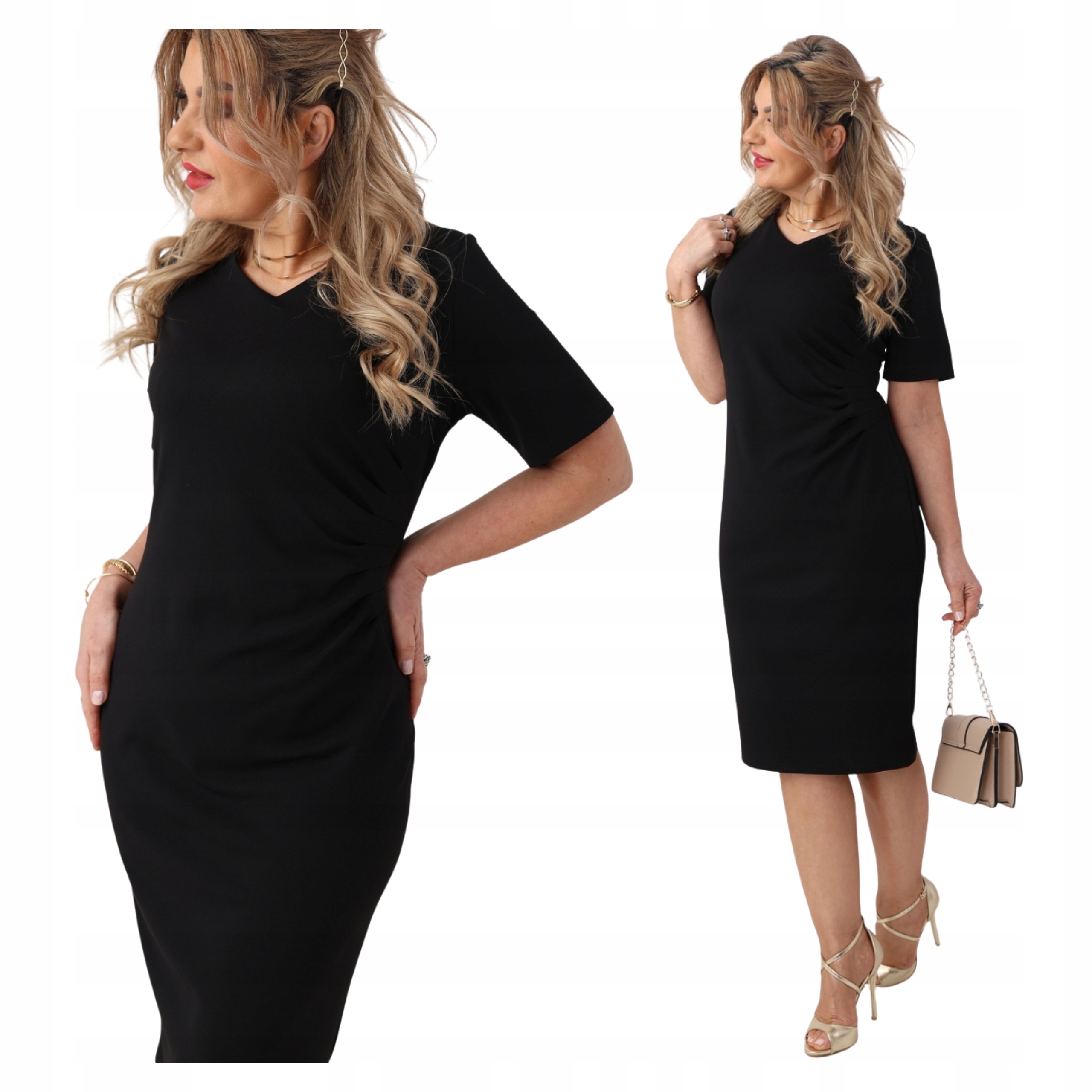 Sukienka z marszczeniem Polski Producent wizytowa duże rozmiary