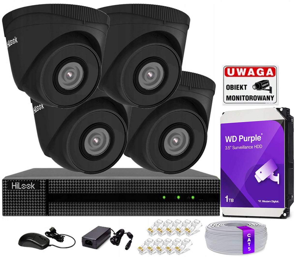 Sada pro monitorování Ip 4 kamery 5MPx IR30m Záznamník HiLook 8 kanálů