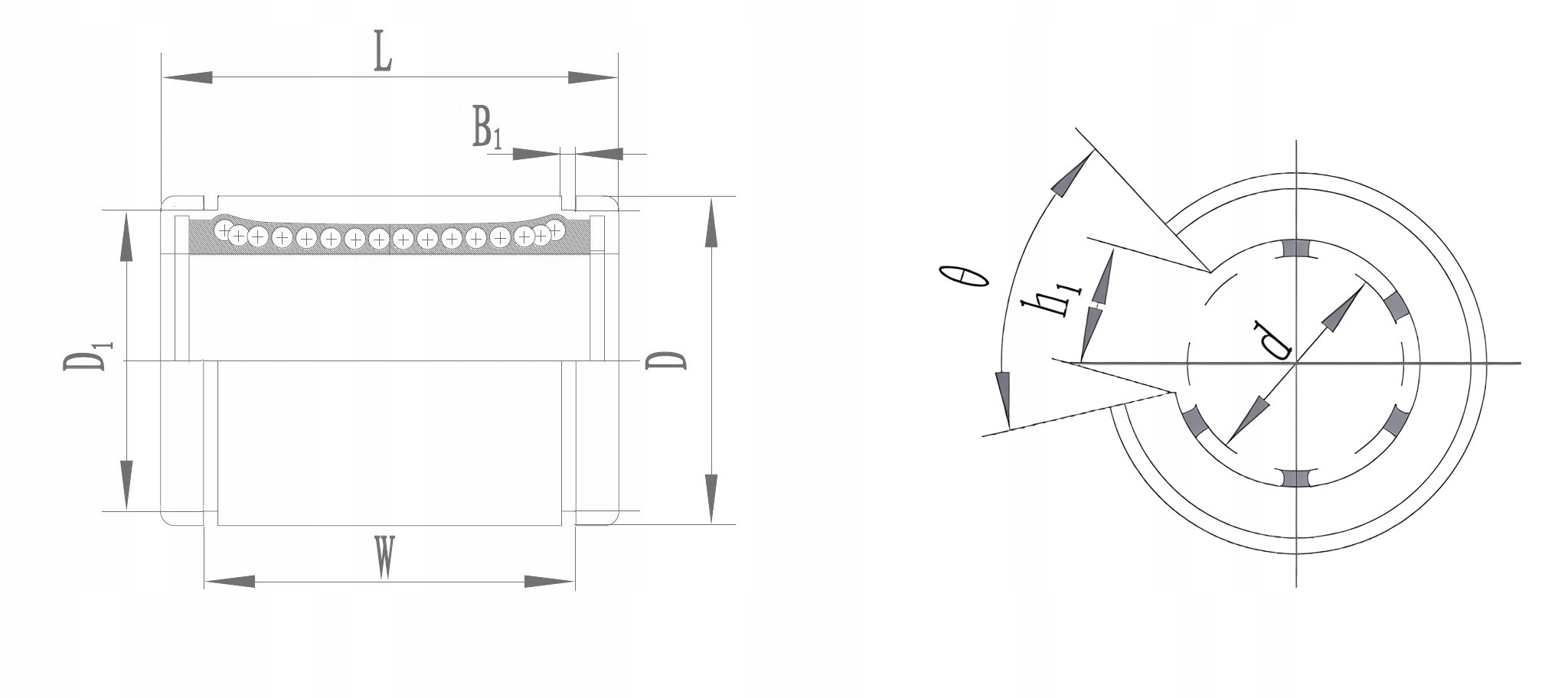 Łożysko liniowe otwarte LM10OP Średnica zewnętrzna 19 mm