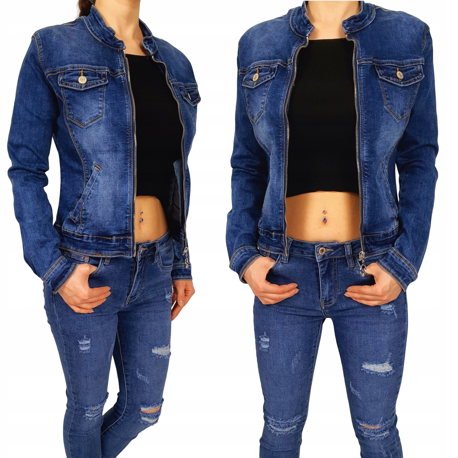 Katana Kurtka Damska Jeans Młodzieżowa Zip