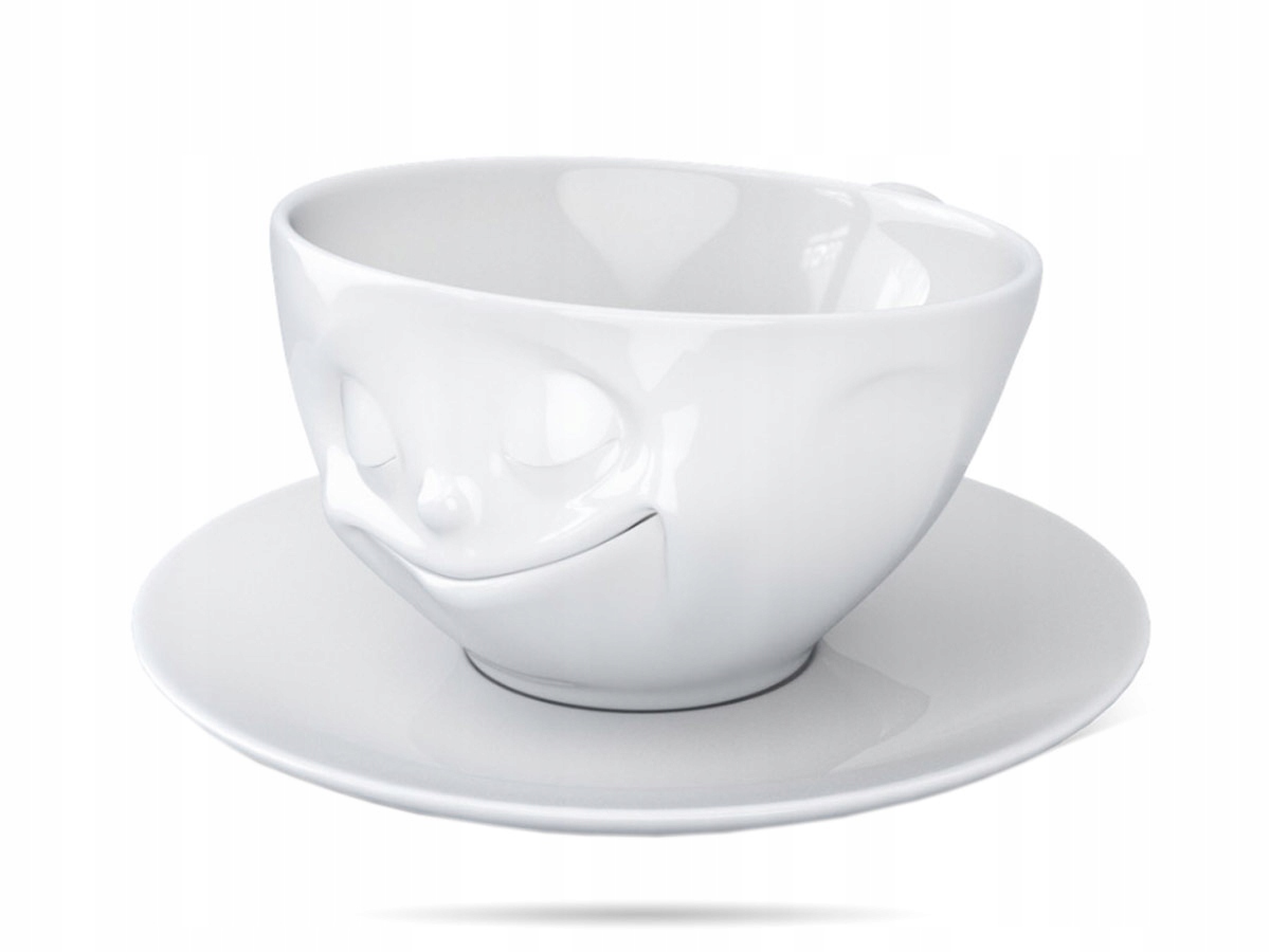 Filiżanka ze spodkiem Happy! Tassen 58PRODUCTS Kolor biały