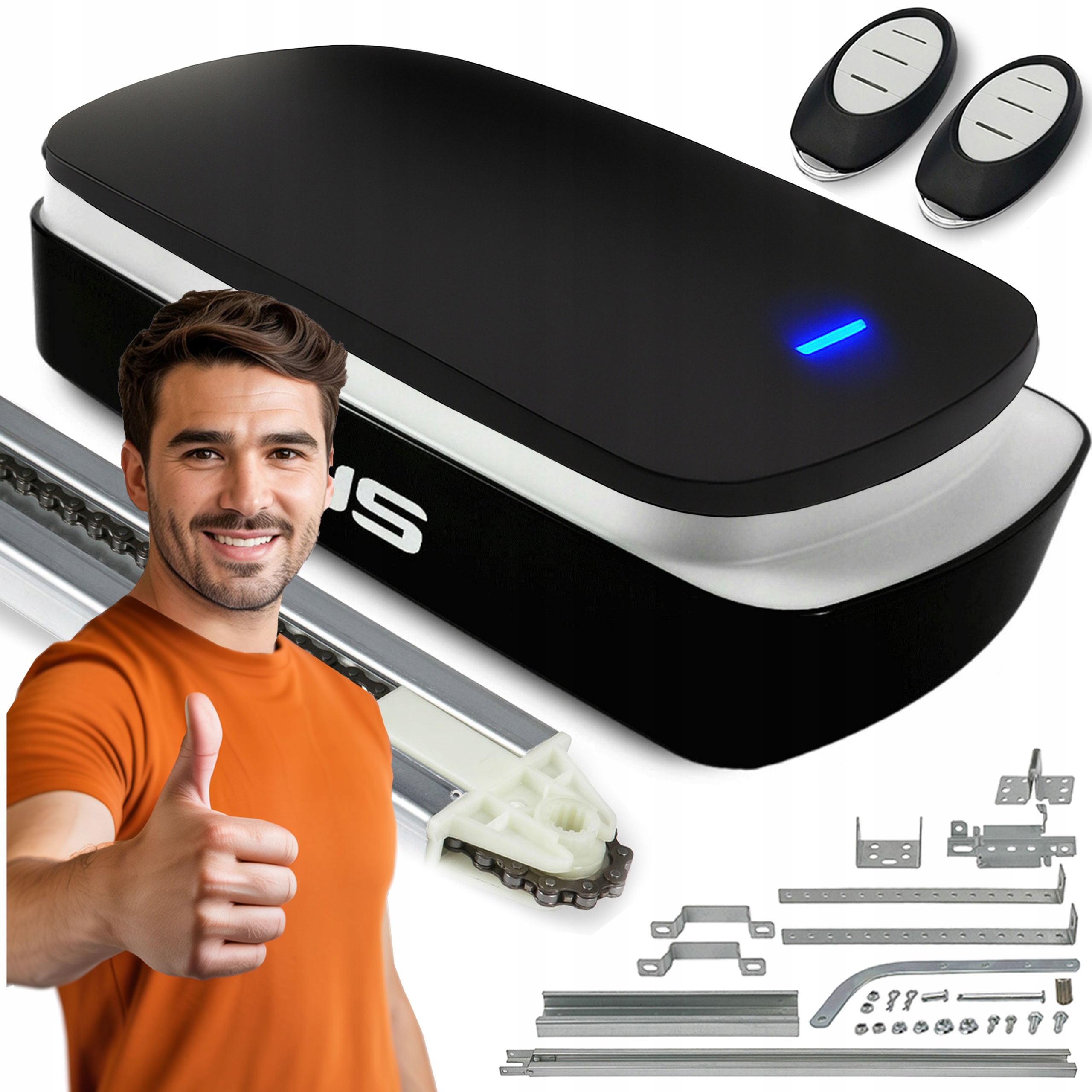 Pohon Pre Garážovú Bránu 18 m2 automatická sada 1200N 2xPILOTOVÁ Lišta 3500 mm