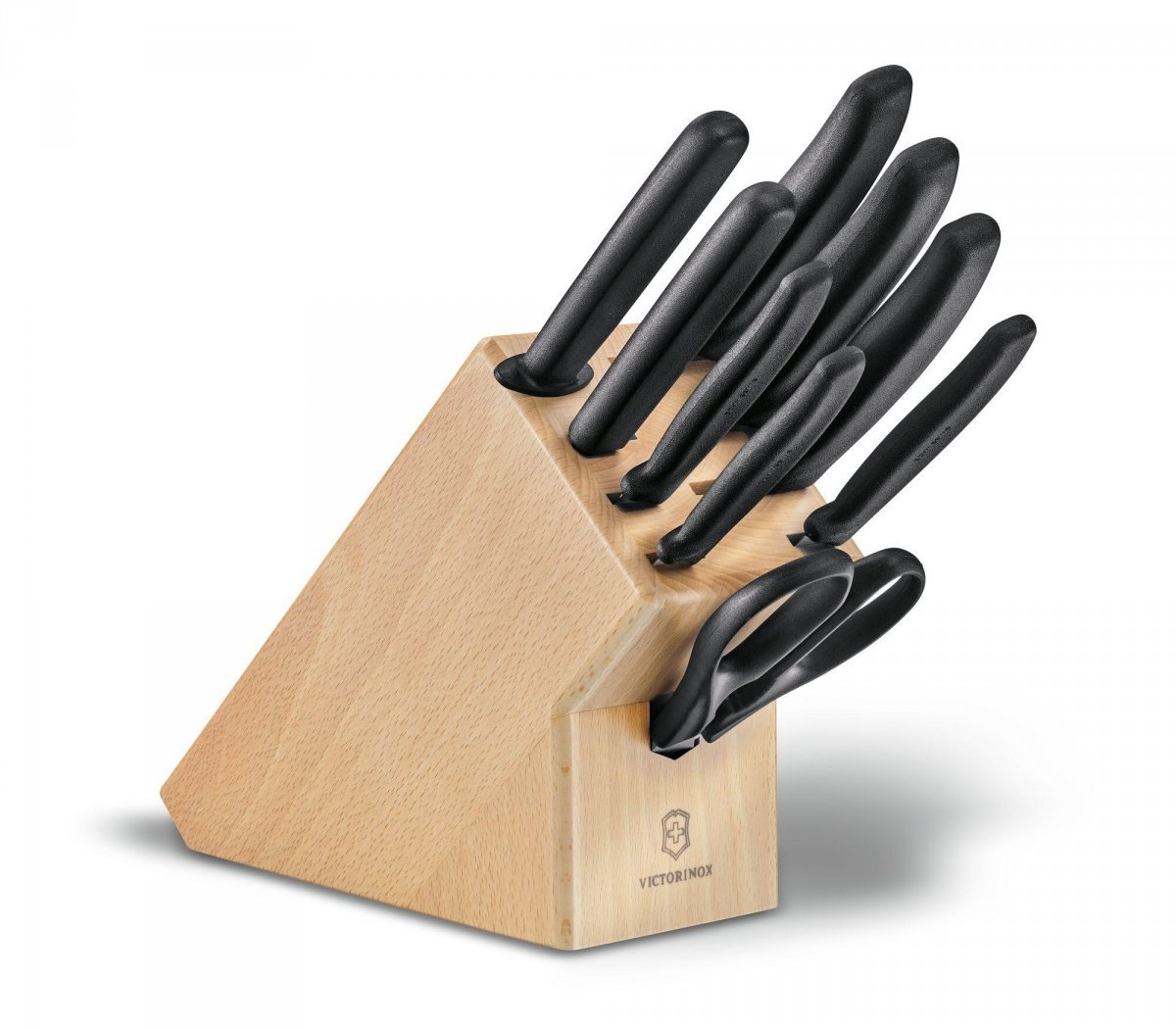 Blok S Nožmi Victorinox Swiss Classic 9 kusov, bukové drevo, čierny