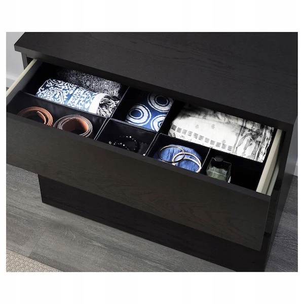 IKEA MALM Komoda, 3 szuflady, czarnobrąz, 80x78cm Kolor mebla czarny