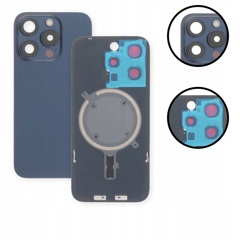 Tylna szyba, klapka baterii, panel tylny do iPhone 15 Pro Max, niebieska