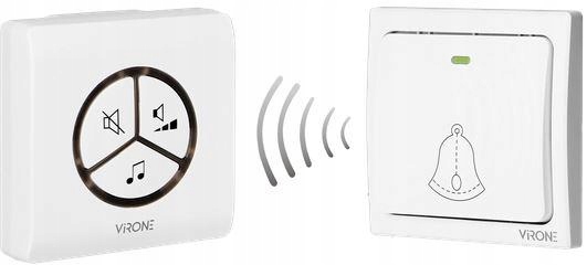 Bezdrátový zvonek Virone DB-3 bezbateriové tlačítko, systém learningu, 80 m