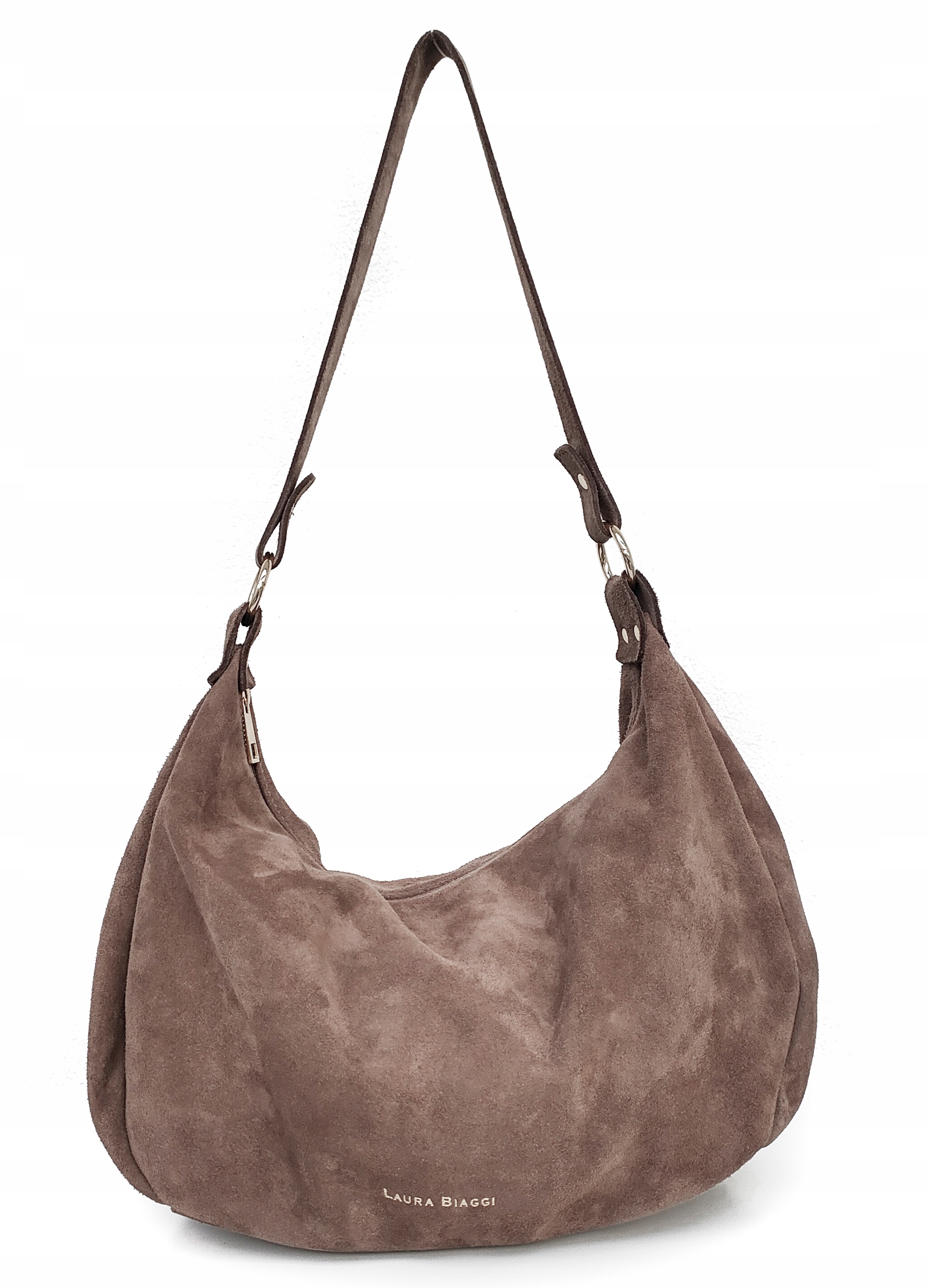 Semišová taška Vera Pelle kůže hnědá mocha Laura Biaggi