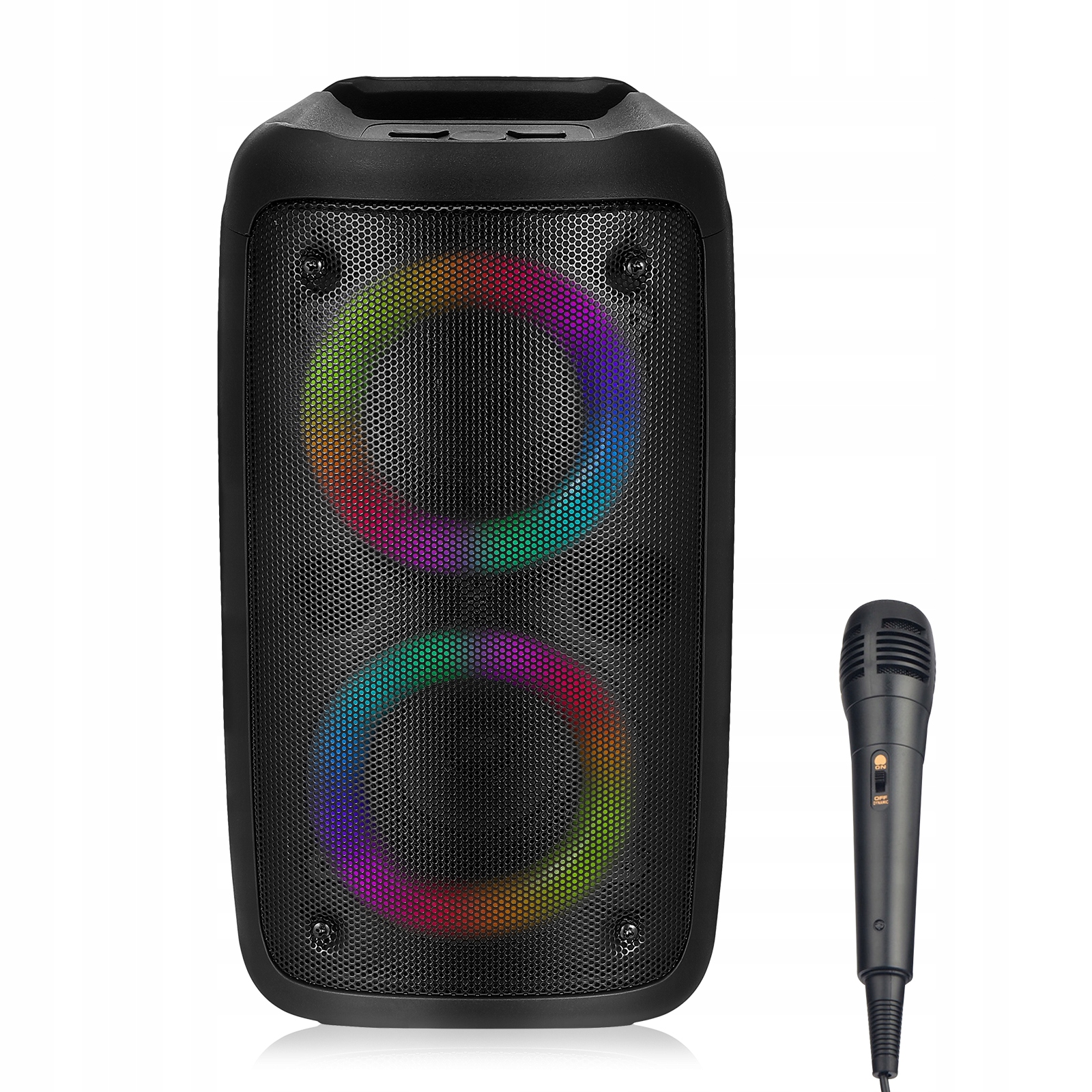 Velký Reproduktor Boombox Bluetooth Přenosný Bezdrátový Usb Karaoke Rgb 16W