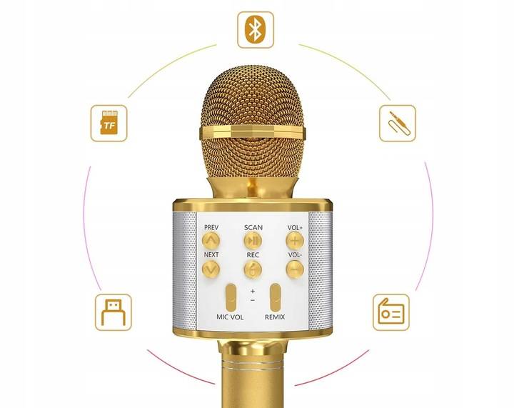 Mikrofon do karaoke Bluetooth głośnik funkcja FM