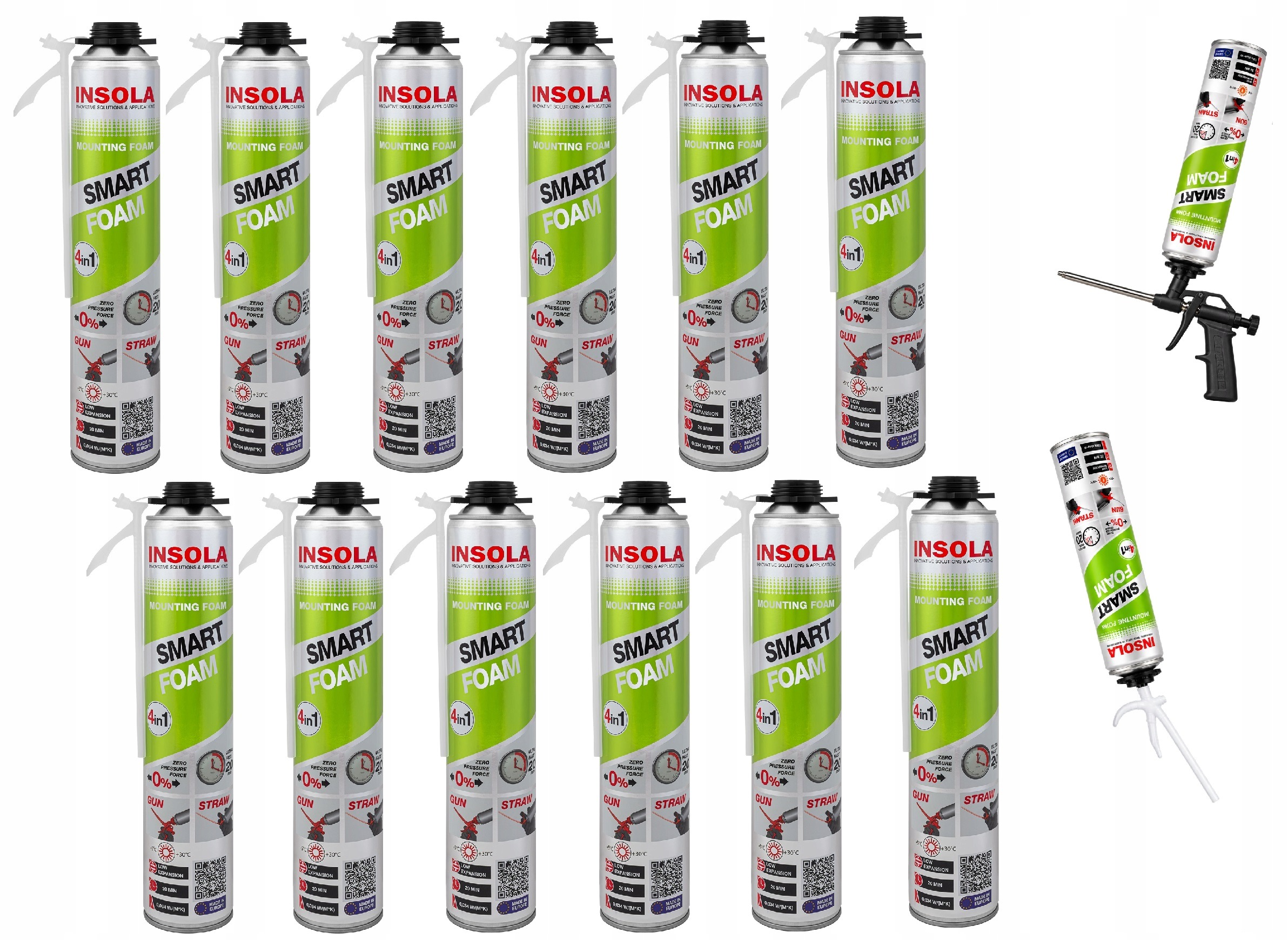 Montážní pěna 12x Insola Smart Foam 4v1 Nízkotlaká pistolová