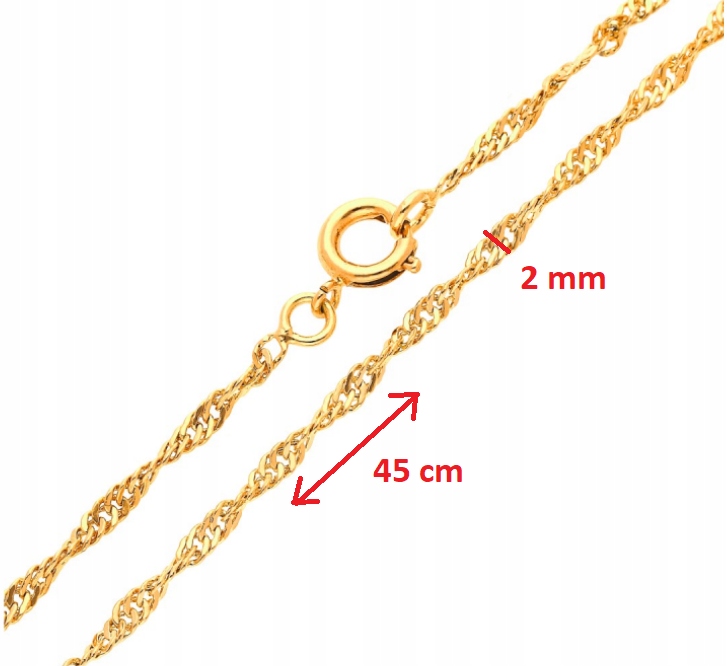 

Łańcuszek Złoty Stal Chirurgiczna 45CM Singapurka
