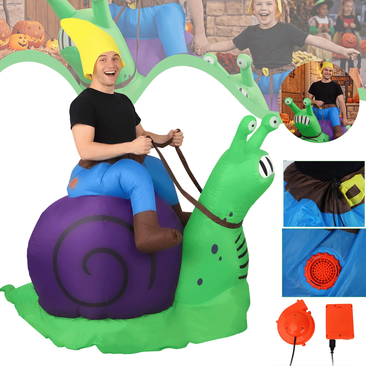 Nafukovací Kostým Slimáka 150-190 CM Hraní Rolí Halloweenská Párty