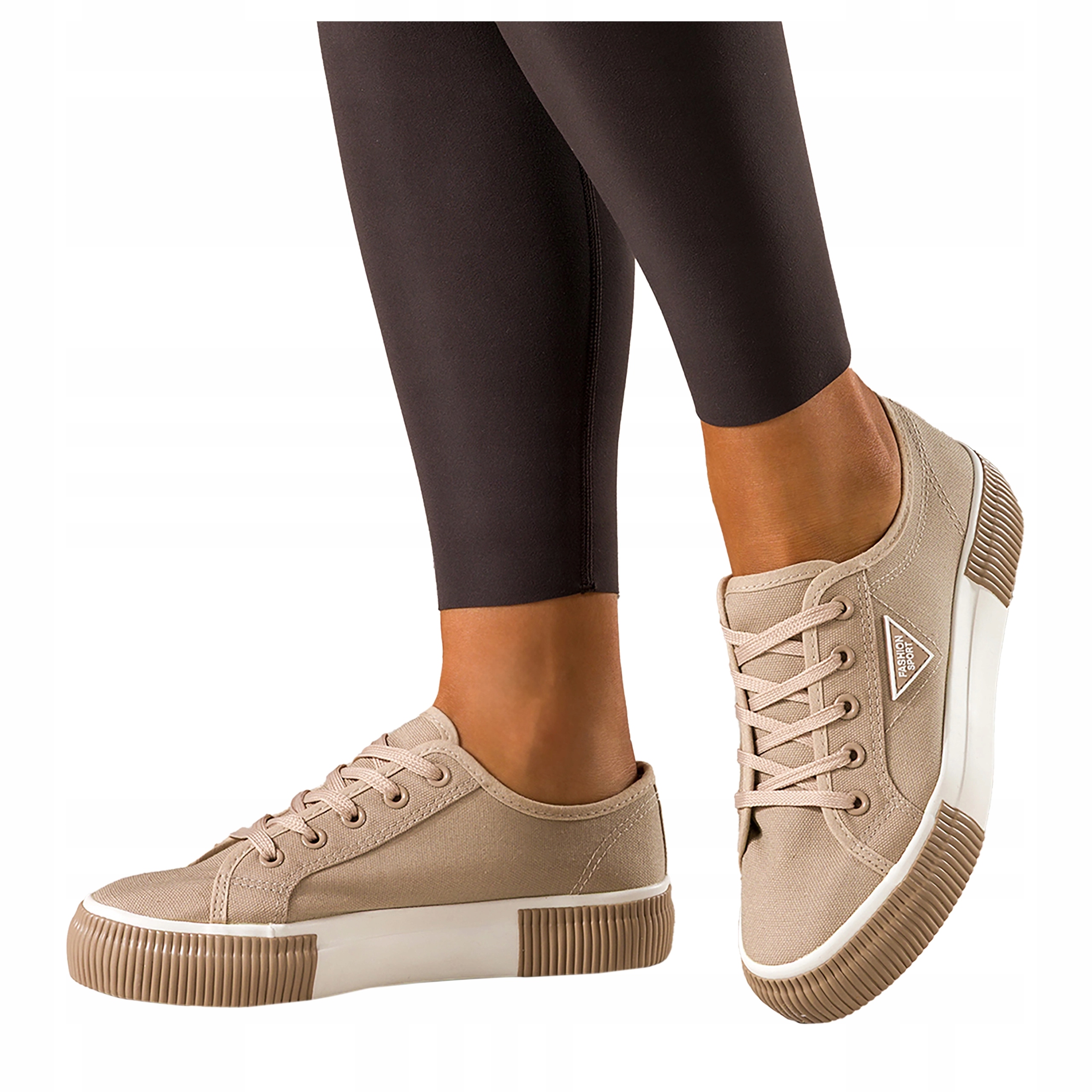 Beżowe Trampki Damskie Sneakersy Na Platformie Klasyczne Modne r 37