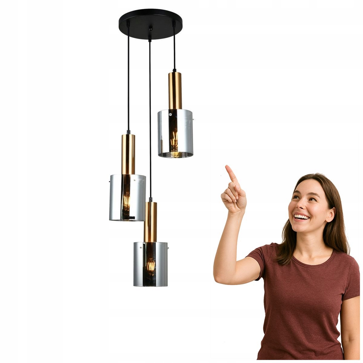 Závěsná lampa Sardo PND-5581-3A-BRO+SG Italux